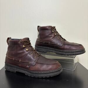 Justin 991 Men’s Leather Moc Toe Lace Up Boots Brown Size 12M Lug Sole